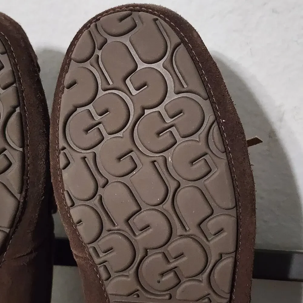 UGG Olsen Men's Suede Shearling Lined Moccasin Slippers Shoes Size 10 Brown - Picture 7 of 9